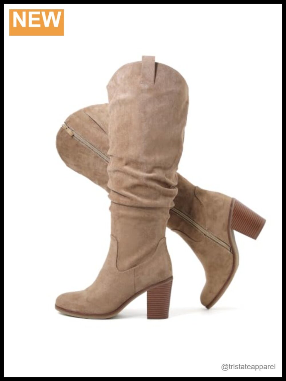 Extra Wide Calf Cowboy Knee High Boots with Side Zipper